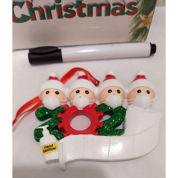 2020 Stay at Home Personalizable Christmas Ornament With Pen Set of 2 Keepsake - Picture 2 of 6